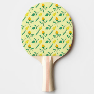 Blommönster med gul ros och tulpanblommor pingisracket