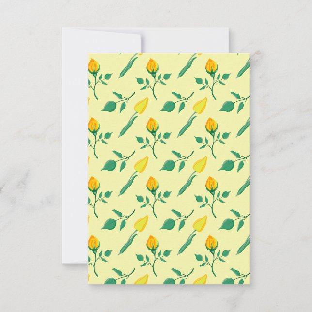 Blommönster med gul ros och tulpanblommor spara datumet (Framsida)