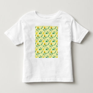 Blommönster med gul ros och tulpanblommor t shirt