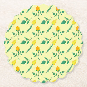 Blommönster med gul ros och tulpanblommor underlägg papper