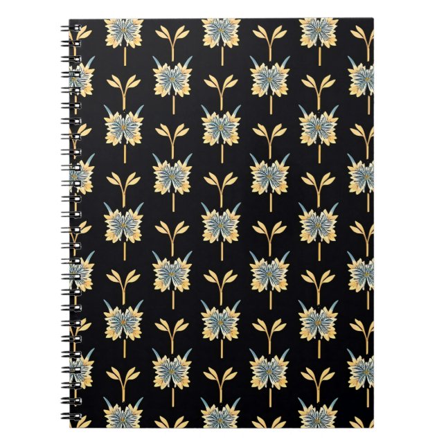 Blommönster med gula blommor anteckningsbok (Framsidan)