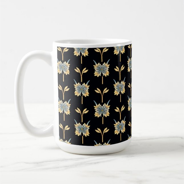 Blommönster med gula blommor kaffemugg (Vänster)