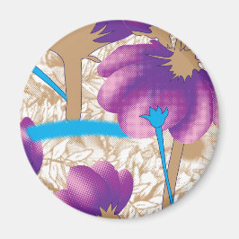 Blommönster med lila och blått f magnet