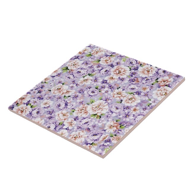 blommönster med lila och rosa av blommor kakelplatta (Sidan)