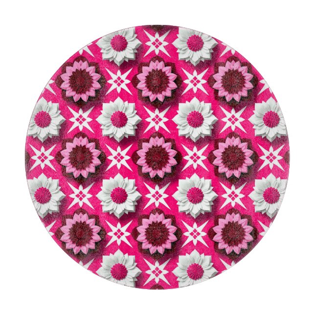 Blommönster med livlig rosa och vit lotus (Framsidan)