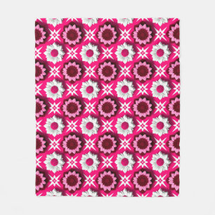 Blommönster med livlig rosa och vit lotus fleecefilt