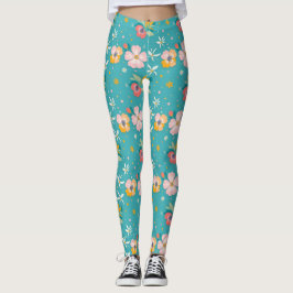 Blommönster med pastel färg leggings