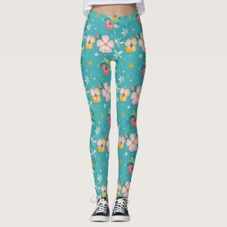 Blommönster med pastel färg leggings