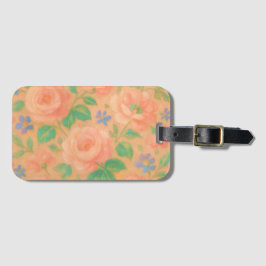 Blommönster med ros och blåklocka bagagebricka