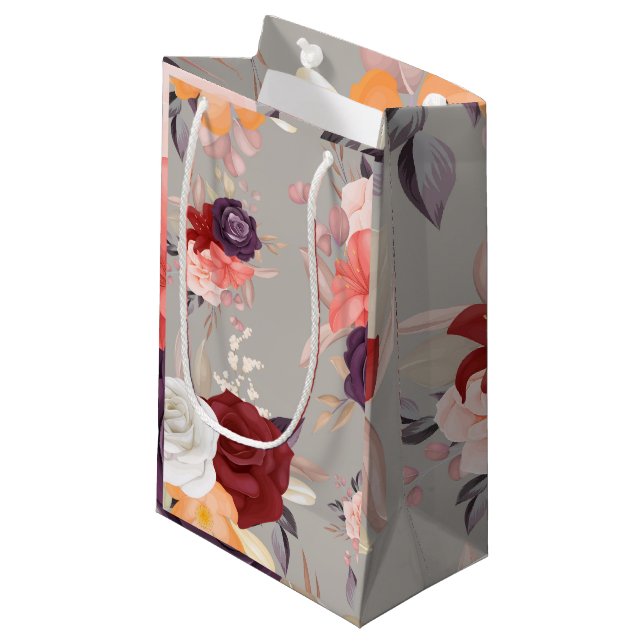 Blommönster med rosa röda och lila rosor (Framsidan Vinklad)