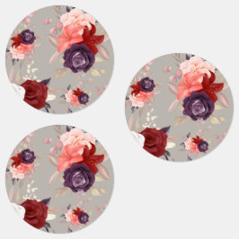 Blommönster med rosa röda och lila rosor klistermärke