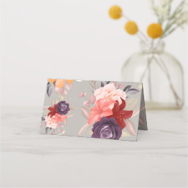 Blommönster med rosa röda och lila rosor placeringskort