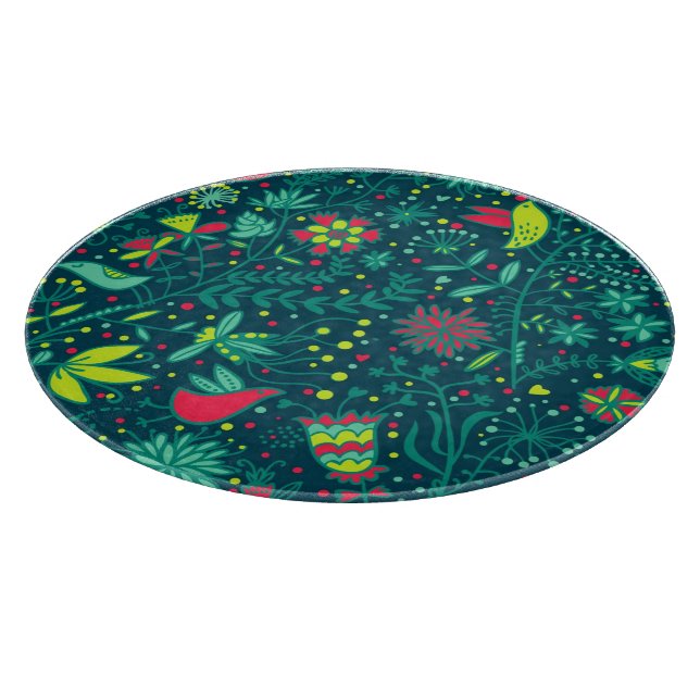 Blommönster med tecknadfåglar 2 (Hörn)