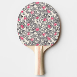Blommönster med tecknadfåglar 2 pingisracket