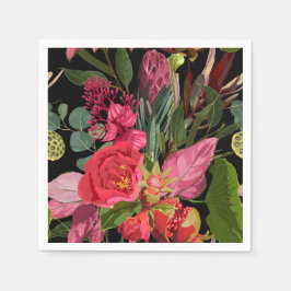 Blommönster med tropiska blommor. pappersservett