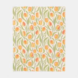 Blommönster med tulpaner fleecefilt