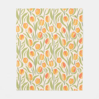 Blommönster med tulpaner fleecefilt