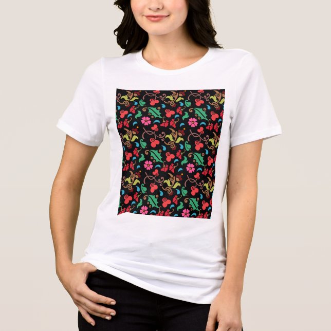 Blommönster med utjämnad Färg-bakgrund-45673 T Shirt (Framsida)