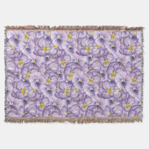 Blommönster med vattenfärg med violetta rutor filt
