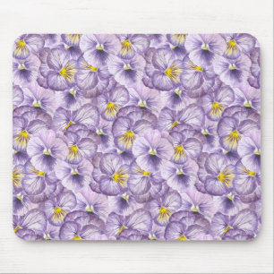 Blommönster med vattenfärg med violetta rutor musmatta