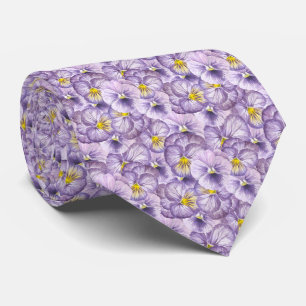 Blommönster med vattenfärg med violetta rutor slips