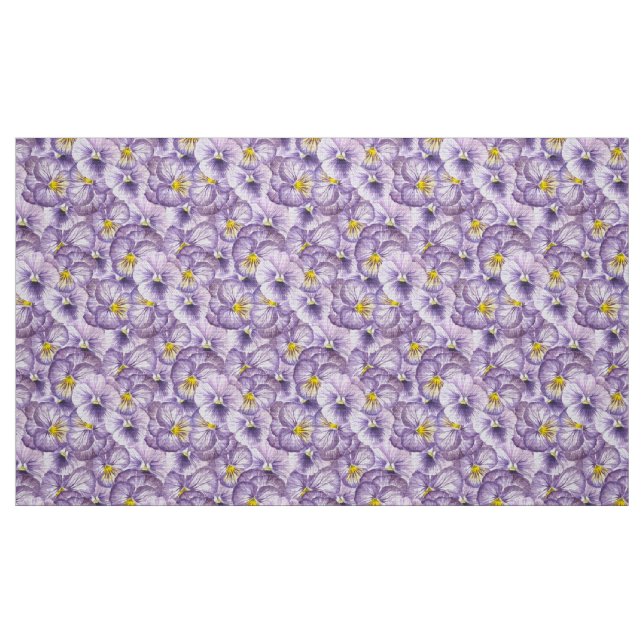 Blommönster med vattenfärg med violetta rutor tyg (Fat Quarter)