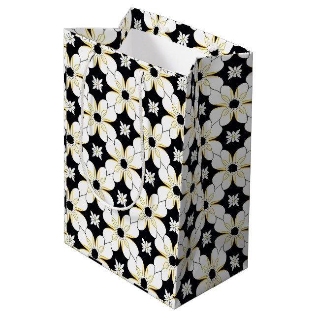 Blommönster med vita och gula blommor (Baksidan Vinklad)