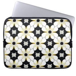 Blommönster med vita och gula blommor laptop fodral
