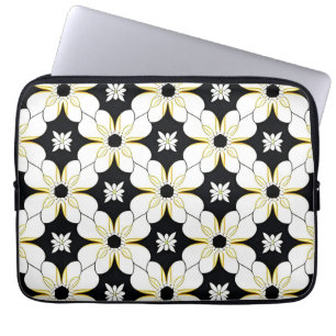 Blommönster med vita och gula blommor laptop fodral