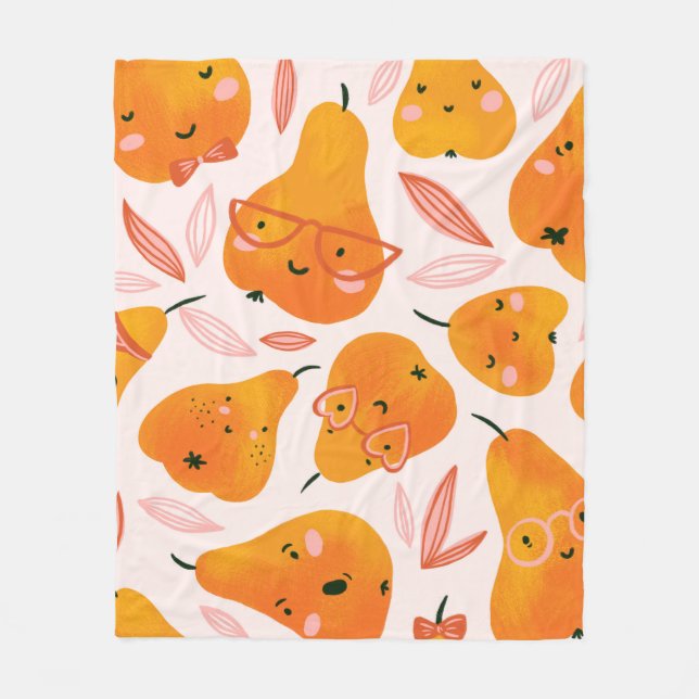 Blommönster med vita orkidéer, isolerade på län fleecefilt (Framsidan)