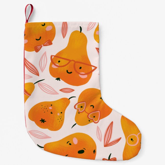 Blommönster med vita orkidéer, isolerade på län liten julstrumpa (Framsidan)