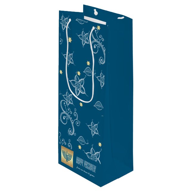 Blommönster, Menorah, Anpassat namn Passover (Framsidan Vinklad)