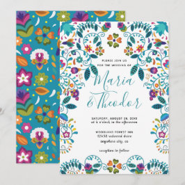 Blommönster Mexikanska Stil Luxury Bröllop Inbjudningar