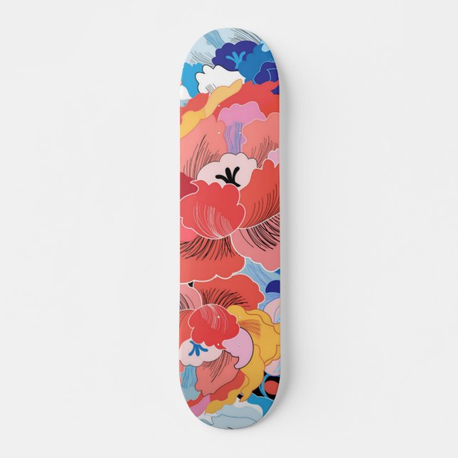 Blommönster Mini Skateboard Bräda 18,5 Cm (Framsida)