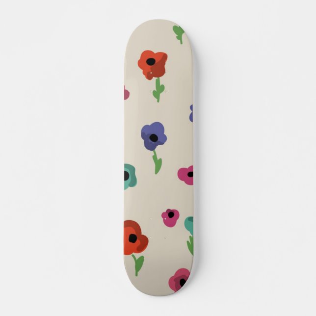 Blommönster Mini Skateboard Bräda 18,5 Cm (Framsida)