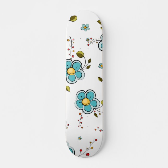 Blommönster Mini Skateboard Bräda 18,5 Cm (Framsida)