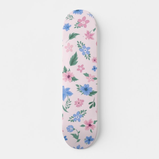 Blommönster Mini Skateboard Bräda 18,5 Cm (Framsida)