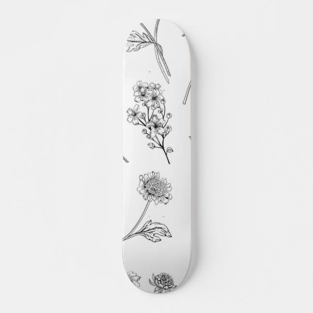 Blommönster Mini Skateboard Bräda 18,5 Cm (Framsida)