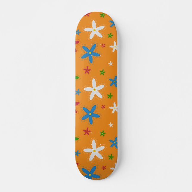 Blommönster Mini Skateboard Bräda 18,5 Cm (Framsida)