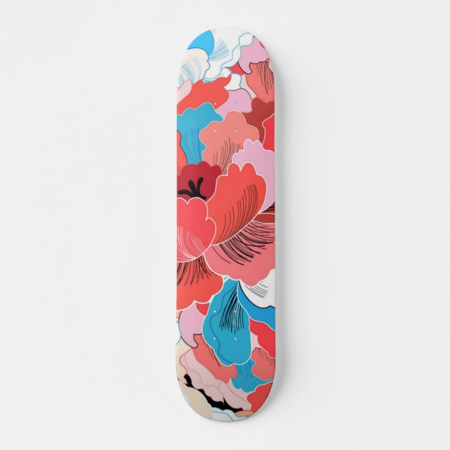 Blommönster Mini Skateboard Bräda 18,5 Cm (Framsida)