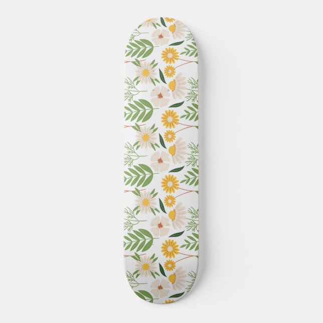 Blommönster Mini Skateboard Bräda 18,5 Cm (Framsida)