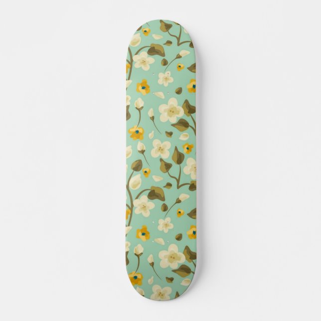 Blommönster Mini Skateboard Bräda 18,5 Cm (Framsida)