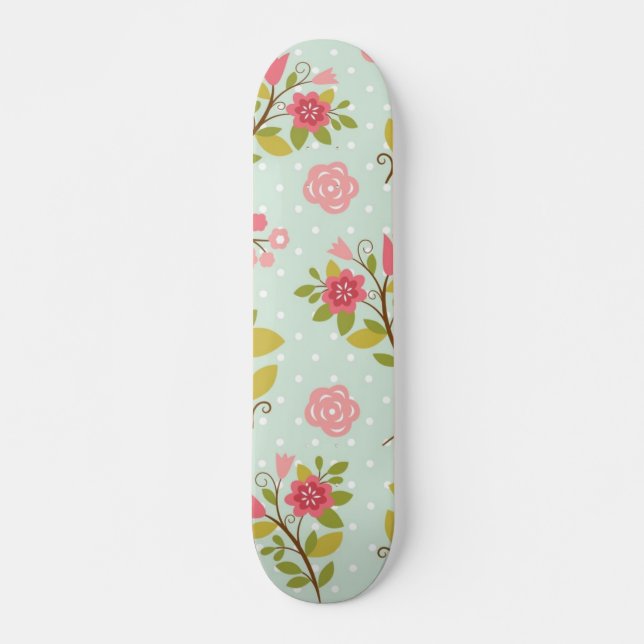 Blommönster Mini Skateboard Bräda 18,5 Cm (Framsida)