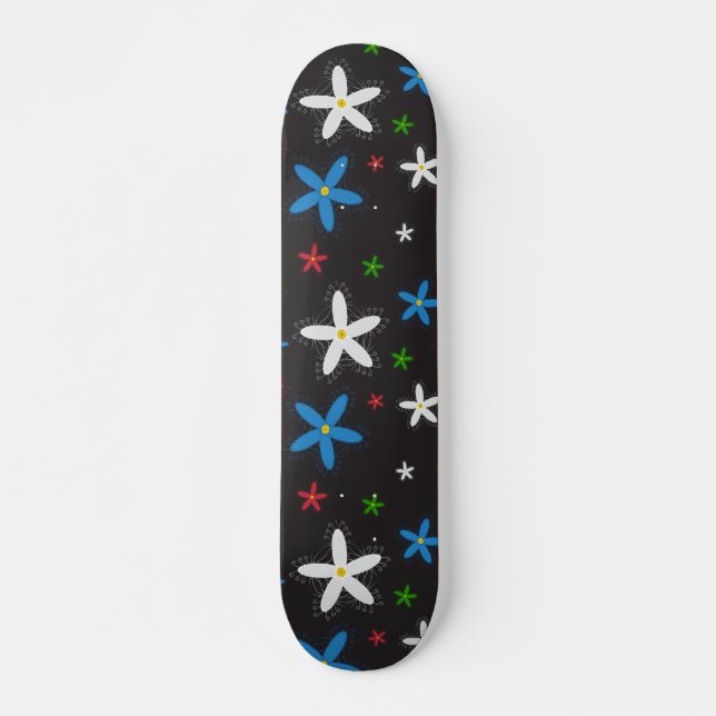 Blommönster  mini skateboard bräda 18,5 cm (Framsida)