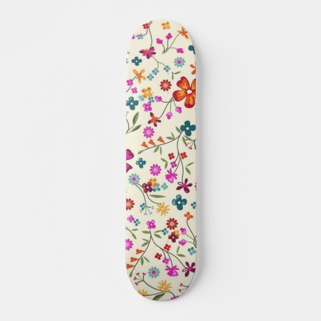 Blommönster Mini Skateboard Bräda 18,5 Cm (Framsida)