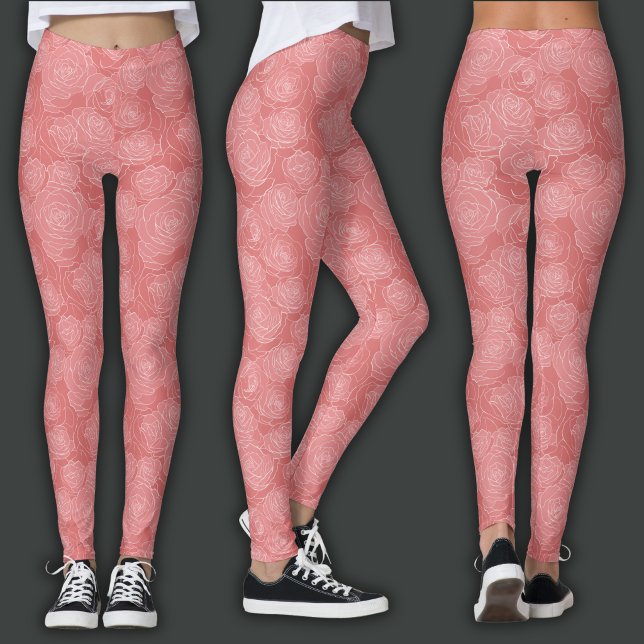 Blommönster | Mjuk Rosa Ros Leggings (Skapare uppladdad)