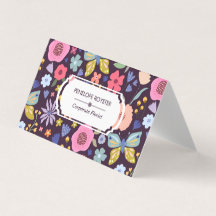 Blommönster Mörk Plommon & Mauve Visitenkort
