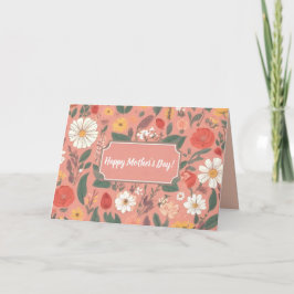 Blommönster Mors Dag-kort Helgkort