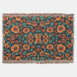 Blommönster Nasturtium Flowers Filt