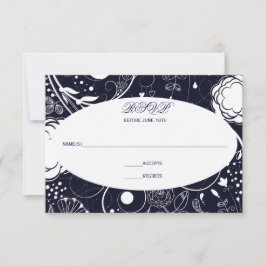 Blommönster Navy/Vit - RSVP OSA Kort